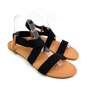 Daydaygo Womens Size 10 Black Elastic Casual Comfort Flat Sandals